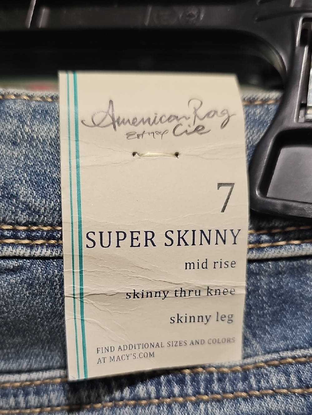 NWT American Rag Distressed Super Skinny Mid-Rise Jeans - Blue Wash - Picture 5 of 5